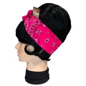 Neon Pink Paisley Rockabilly Bandana Tie Headband